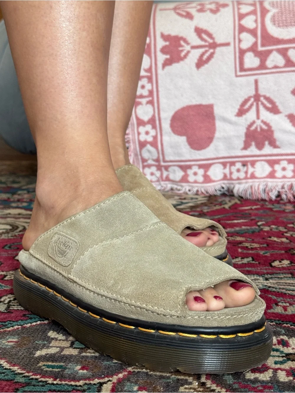 Dr Martens Vintage Suede Platform Chunky Slide Sandals